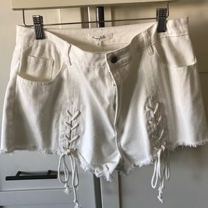 White denim shorts